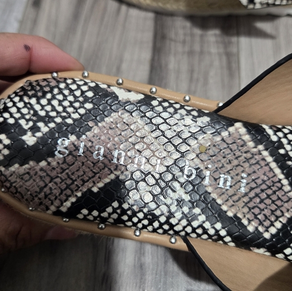 Gianni Bini Neutral Snake Leather Espadrille Sandals Women 9.5  Slide Platform - Picture 4 of 10